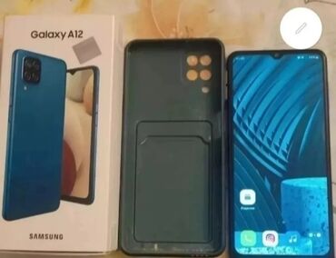 samsung 5302: Samsung Galaxy A12, 64 ГБ, цвет - Синий, Отпечаток пальца