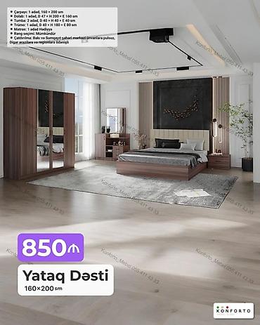 Yataq Dəsti – 160×200 sm Tərkib: - Çarpayı: 1 ədəd, 160×200 sm - — 1