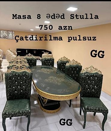 kreditle stol stul: Qonaq otağı üçün, Yeni, Açılmayan, Oval masa, 8 stul — 1