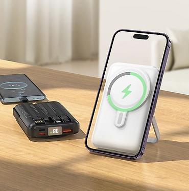 iphone cable: Внешний аккумулятор Hoco с беспроводной MagSafe-зарядкой и встроенными — 5