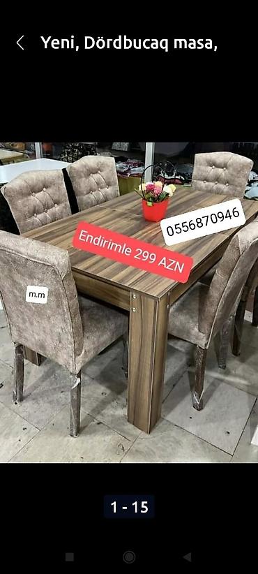 kamot termo: Qonaq otağı üçün, Yeni, Açılmayan, Dördbucaq masa, 6 stul — 4