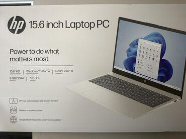 core i7 8 ядер: Ультрабук, HP, 8 ГБ ОЭТ, Intel Core i5, 15.6 ", Жаңы, Татаал эмес тапшырмалар үчүн, эс тутум SSD