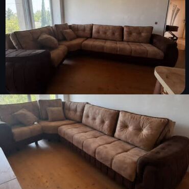 Sifarişlə dolablar: Künc divan, İşlənmiş, Açılan, Bazalı