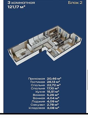 Новостройки от застройщика: Строится, Элитка, 3 комнаты, 121 м² — 3