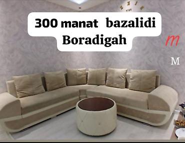 Комплекты диванов и столов: Künc divan dəsti – bazalı model - L‑şəkilli, geniş oturacaqlı künc — 1