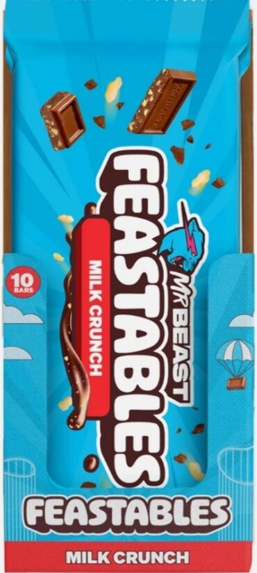буудай сатып алам: Feastables Milk Crunch — шоколадные батончики с воздушной хрустящей