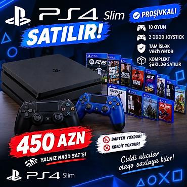 PS4 Slim – proşivkalı konsol komplekt - 2 ədəd DualShock 4 joystick - lalafo.az -da PS4 Slim – proşivkalı konsol komplekt - 2 ədəd DualShock 4 joystick -