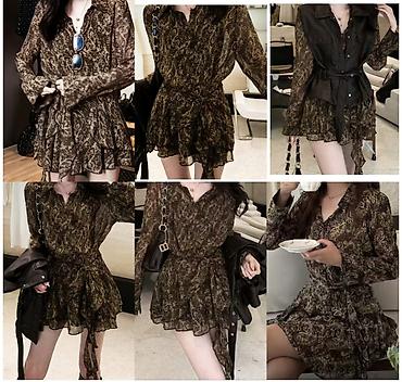 Повседневные платья: Лёгкая туника-платье в рубашечном стиле с запахом и длинным поясом. С — 3