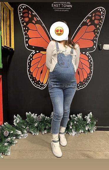 Hamilə qadınlar üçün cins kombinezon - Material: elastik denim, rahat
