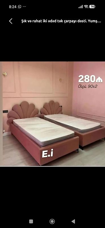 Şık və rahat iki ədəd tək çarpayı dəsti. - Ölçü: 90x200 sm (ölçü