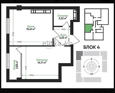 long лонг: 1 комната, 40 м², Элитка, 11 этаж, ПСО (под самоотделку) — 2