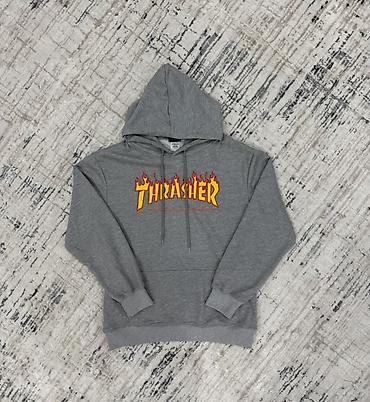 tech flecee: Толстовка с капюшоном Thrasher, серого цвета. - Классический принт — 1