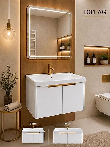 Hamam dolabları: Vanna otağı üçün dolab – Model E01 (AG/BOZ/KREM) və D01 AG Məhsul — 4