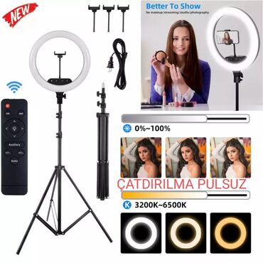 telefon tutacagi: ✅led rgb işiq tripod ✅i̇dare etme pultu var ✅3 telefon tutacaği ✅18