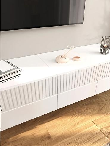 Тумбы и подставки для телевизора: Тумба и подставка для телевизора, Новый, Подвесная, ЛДСП, Самовывоз, Бесплатная доставка, Платная доставка, цвет - Белый — 10