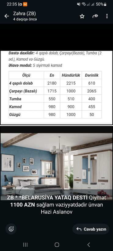 Divan və kreslo dəstləri: *ZB * *BELARUSİYA YATAQ DESTİ* Qiymət *1100 AZN* sağlam vəziyyətdədir