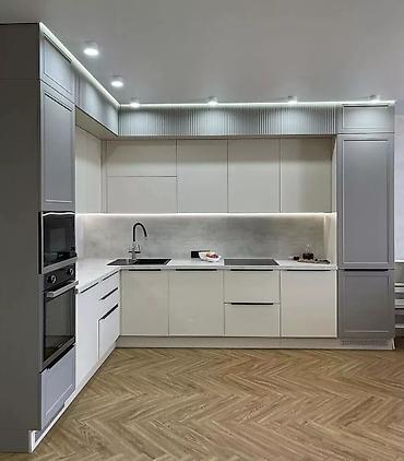 Sifarişlə mətbəx mebeli: Sifarişlə mətbəx dəsti, Özü çəkən petlələr, Mat laminat, Kredit yoxdur, Pulsuz çatdırılma — 11