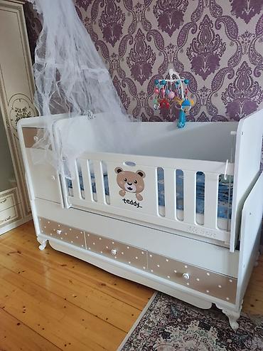 mimi: Uşaq beşiyi – “Teddy” dizaynlı, altı çekməcəli model - Rəng: ağ/bej — 1