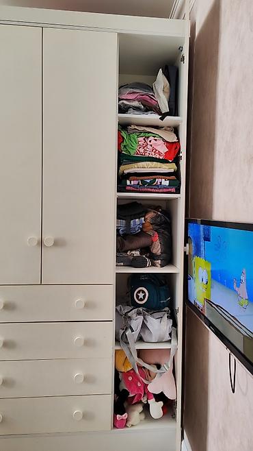 acilan kravat: Uşaq/yeniyetmə otağı üçün funksional paltar şkafı - Rəng: açıq krem - — 3