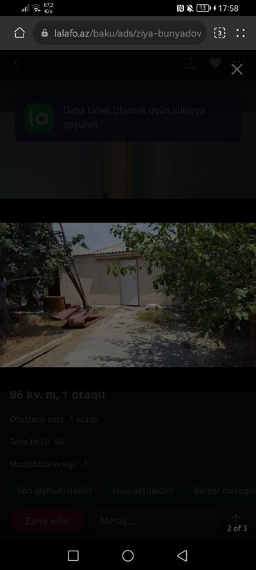 Qarajlar: 1 otaqlı, 86 kv. m