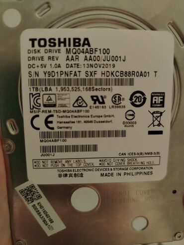 аккумулятор для телефона fly fs454: Sərt disk (HDD) Toshiba, 1 TB, İşlənmiş