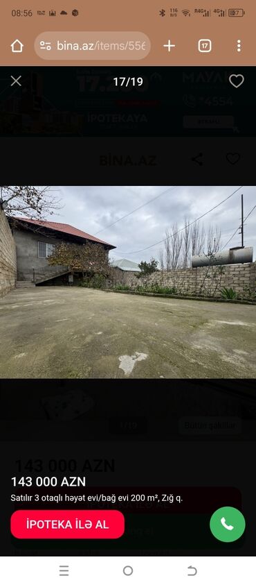 Həyət evləri və villaların satışı: Satılır 3 otaqlı həyət evi/bağ evi, Zığ q. Xüsusiyyətlər: - Geniş — 15