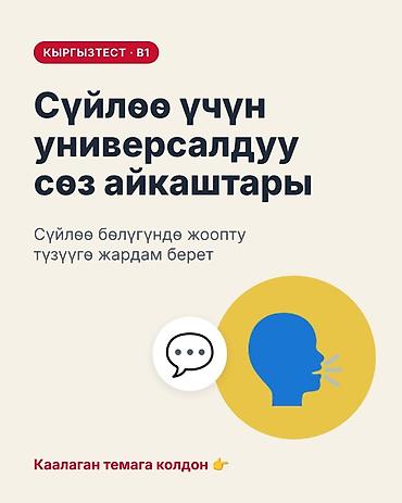 кыргыз тили 1: Учебный набор «КЫРГЫЗТЕСТ · B1 · Сүйлөө» — карточки с универсальными — 1
