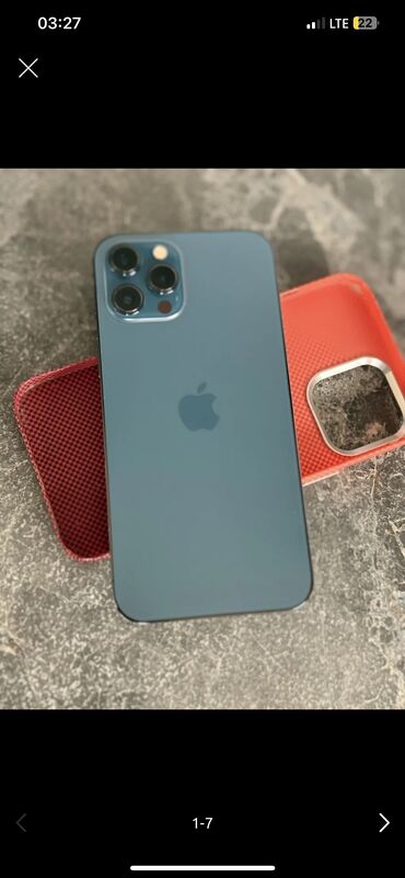 Apple iPhone: IPhone 12 Pro Max, Б/у, 128 ГБ, Синий, Защитное стекло, Чехол, 85 %