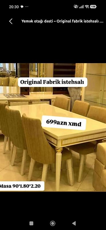 Yemək otağı dəsti – orijinal fabrik istehsalı. - Dəst tərkibi: böyük