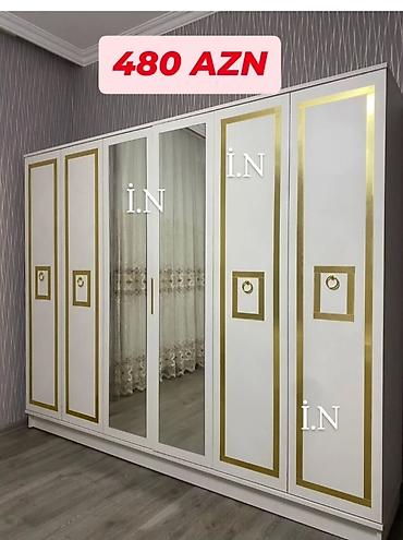 qapı mdf: Yeni, 5 qapı, Güzgülü, Ağ, Açılan, Düz dolab — 1