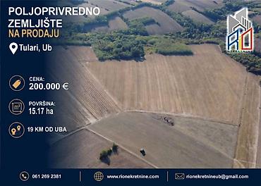 svaštara nekretnine: NA PRODAJU! Poljoprivredno zemljište u Tularima kod Uba! Površina — 1