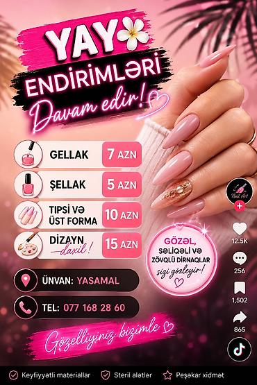 Peşəkar dırnaq xidməti – Yay endirimləri! Xidmətlər və qiymətlər: - lalafo.az -da Peşəkar dırnaq xidməti – Yay endirimləri! Xidmətlər və qiymətlər: -