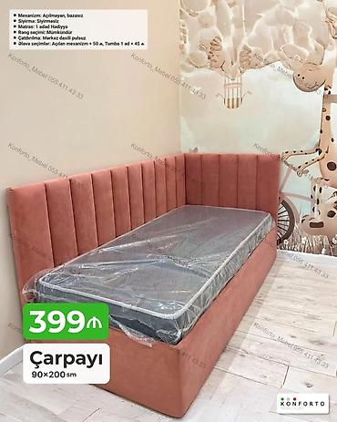 madeyra matras: Çarpayı – 90×200 sm - Model: L formalı, başlıq və künc dayaqla - — 1