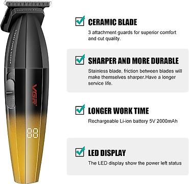 təraş maşını: VGR 906 Professional Trimmer 2000MAH / 9000RPM / Qara Kemamik Bıcaqlı — 2