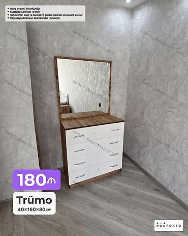 termo guzgu: Trümo – 40×160×80 sm - Model: güzgülü trümo, üst hissə laminat ağac — 1