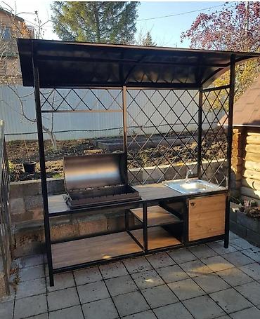 bağ evləri ucun manqal: Metal karkaslı açıq hava mətbəxi və manqal komplekti - Gücləndirilmiş — 3