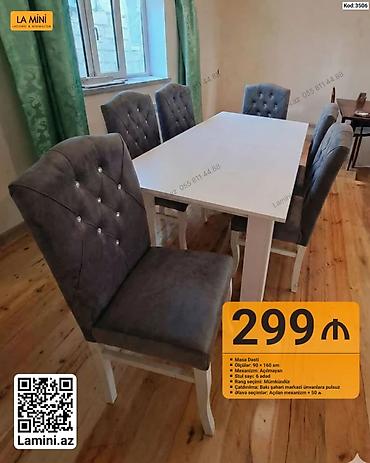 Məhsul: Masa dəsti (Kod: 3506) - Tərkib: 1 ədəd masa + 6 ədəd stul -