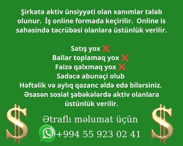работа в фитнес центре: Butün bölgelerden xanımlar devetlidir. Online iş. Mehsul almaq ve