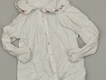biała bluzka na długi rękaw: Koszula 4-5 lat, stan - Dobry, wzór - Jednolity kolor, kolor - Biały