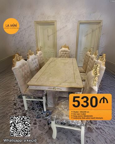 metbex desti: Для гостиной, Прямоугольный стол, 6 стульев