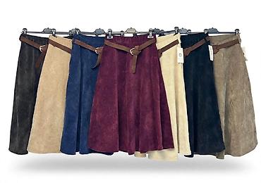 ugg bele papuce: Ženska midi suknja A-kroja od meke velur/imitacije antilopa, sa — 4