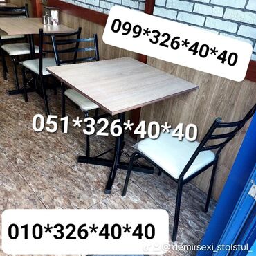 kafe mebeli: Новый, Прямоугольный стол, 2 стула, Нераскладной, Со стульями, Металл, Азербайджан