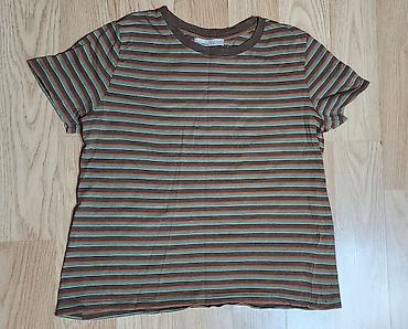 pull and bear: Qadın T-shirt – zolaqlı, qısaqol, dairəvi yaxalı - Rəng/naxış — 3