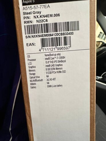 acer liquid s1 duo: Yeni Acer Aspire, 15.6 ", Intel Core i7, 512 GB, Ünvandan götürmə, Ödənişli çatdırılma
