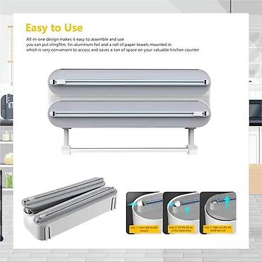 Ostala kuhinjska oprema: Zidni kuhinjski držač/dispencer 3 u 1 - Praktičan organizator za — 14