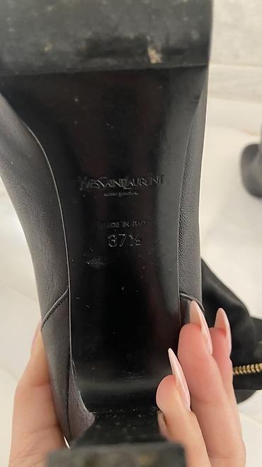 Сапоги: Сапоги, YSL, Размер: 37.5, цвет - Черный, Б/у — 5