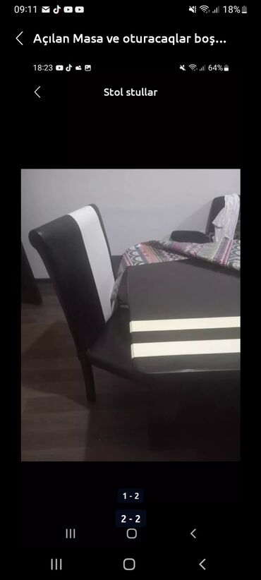 Masa və oturacaq dəstləri: Qonaq otağı üçün, İşlənmiş, Açılan, Kvadrat masa, 6 stul