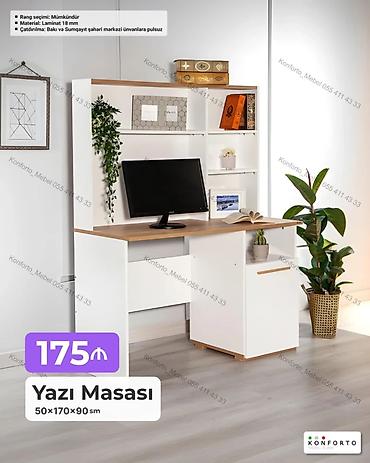 Ev və bağ: Düz masa, Stulsuz, Polkalı, Siyirməli, Sadə laminat — 1