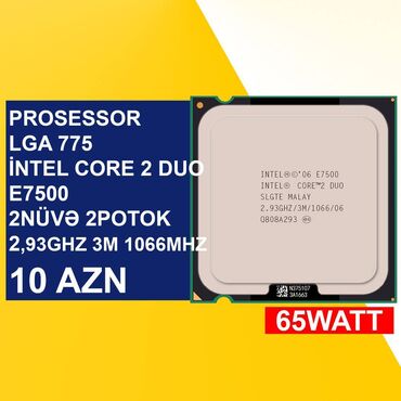 intel core i7 qiymeti: Prosessor Intel Core 2 Duo İntel Core 2 Duo E7500, İşlənmiş