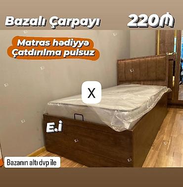 Çarpayılar: Bazalı çarpayı – 220₼ - Başlıq hissəsi yumşaq döşəmə ilə, müasir — 1